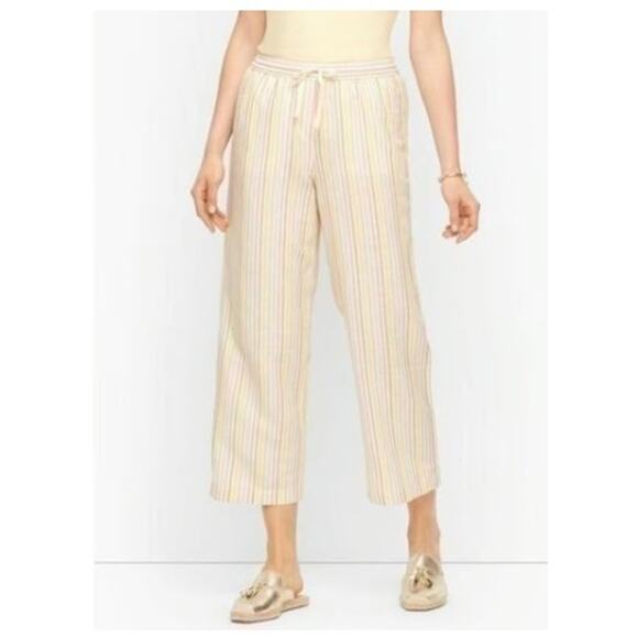 New NWT Talbots Plus‎ Size Striped Linen Blend Wide Leg Casual Comfy Pants 1X - Picture 1 of 11